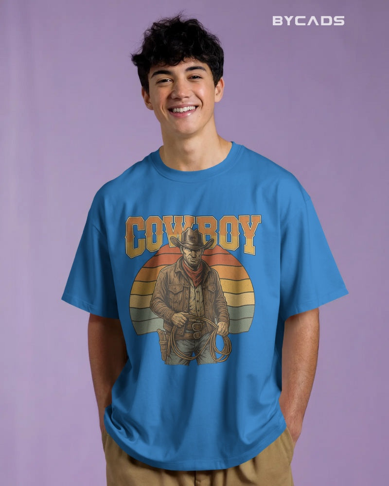 Retro Cowboy Oversized T-Shirt for Men – Vintage Western Style by Bycads