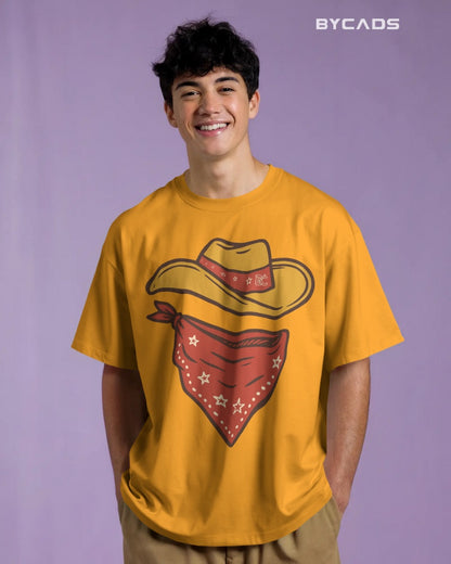 Minimal Cowboy Oversized T-Shirt for Men – Western Hat and Bandana by Bycads