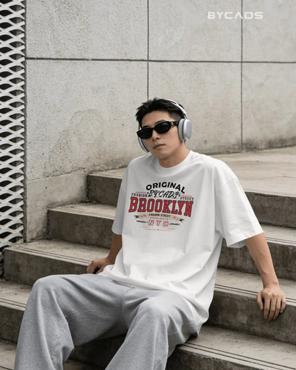 BYCADS Original Brooklyn Oversized Cotton Blend T-Shirt for Men & Women | Relaxed Fit Drop Shoulder Streetwear Tee