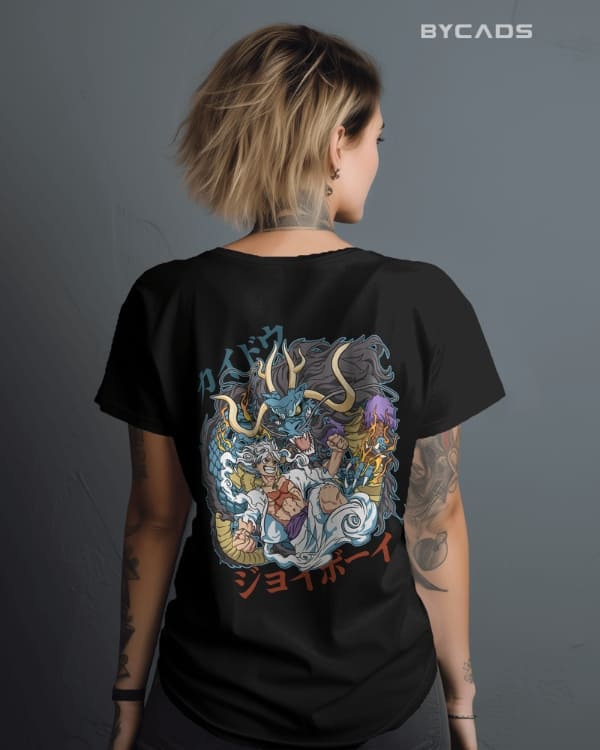 Luffy Gear 5 Joy Boy Graphic Regular-Fit Cotton Blend T-Shirt | Anime Streetwear