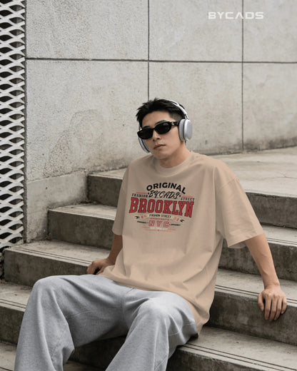 BYCADS Original Brooklyn Oversized Cotton Blend T-Shirt for Men & Women | Relaxed Fit Drop Shoulder Streetwear Tee