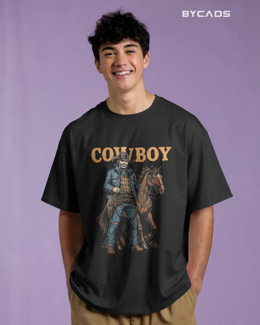 Cowboy with Horse Oversized T-Shirt for Men – Western Partner Graphic by Bycads
