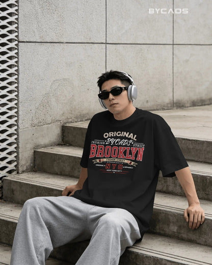 BYCADS Original Brooklyn Oversized Cotton Blend T-Shirt for Men & Women | Relaxed Fit Drop Shoulder Streetwear Tee