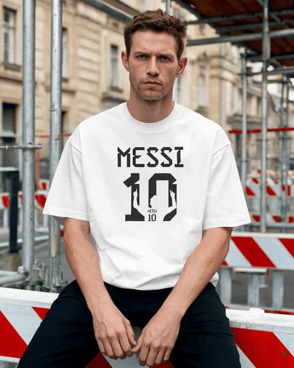 BYCADS Messi 10 Football Oversized Cotton Blend T-Shirt | Premium Sports Collection Graphic T-shirt