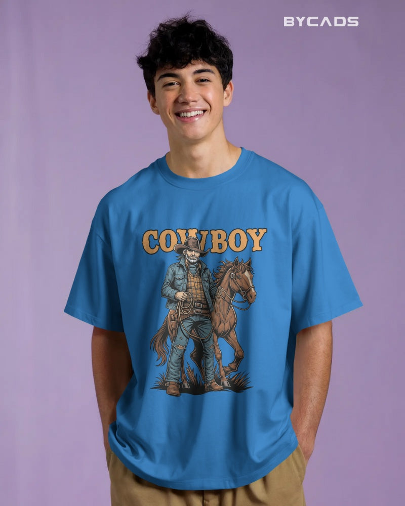 Cowboy with Horse Oversized T-Shirt for Men – Western Partner Graphic by Bycads