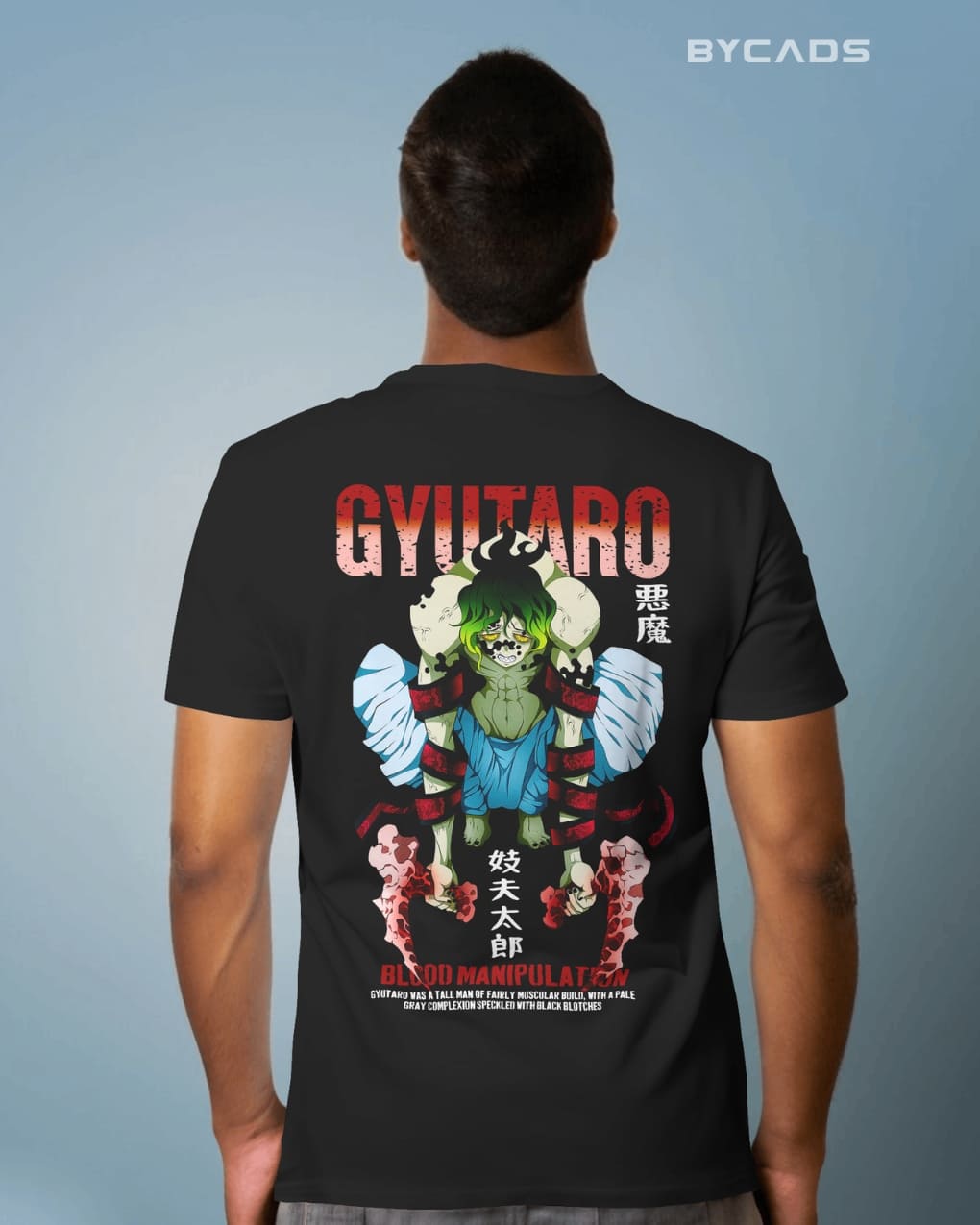 BYCADS "Blood Manipulation" Gyutaro Anime Graphic Regular-Fit Cotton Blend T-Shirt