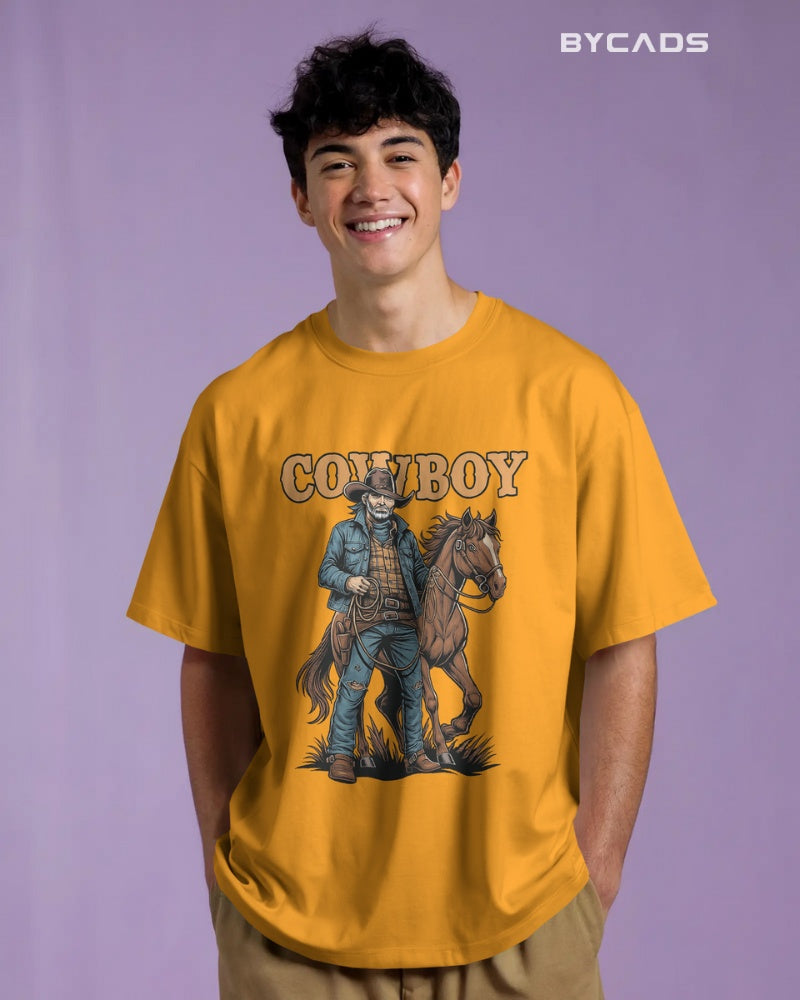 Cowboy with Horse Oversized T-Shirt for Men – Western Partner Graphic by Bycads