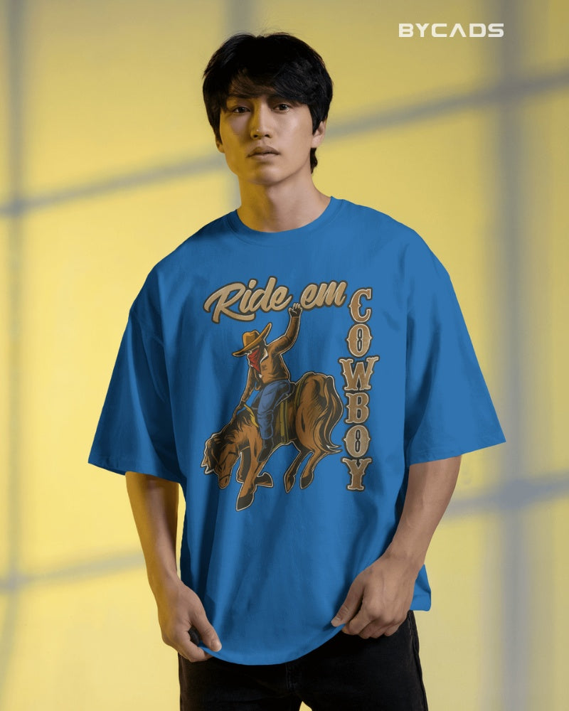 Ride ‘Em Cowboy Oversized T-Shirt for Men – Western Streetwear by Bycads