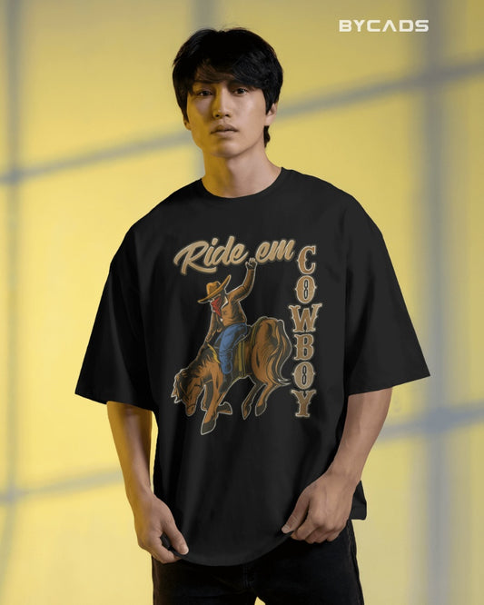 Ride ‘Em Cowboy Oversized T-Shirt for Men – Western Streetwear by Bycads