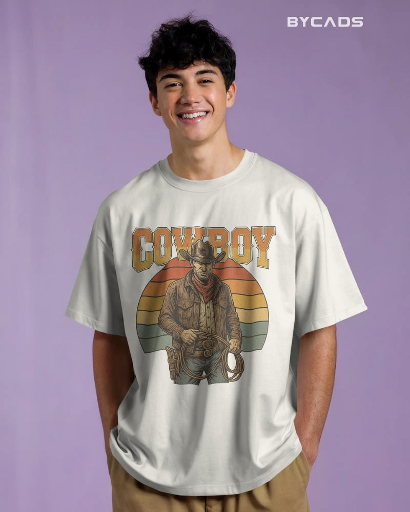 Retro Cowboy Oversized T-Shirt for Men – Vintage Western Style by Bycads