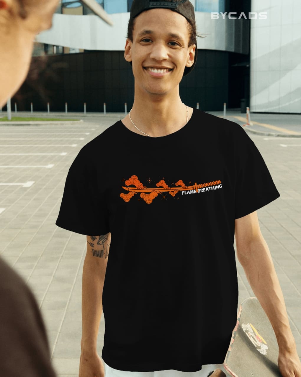 BYCADS "Set Your Heart Ablaze" Rengoku vs. Akaza Anime Graphic Regular-Fit Cotton Blend T-Shirt