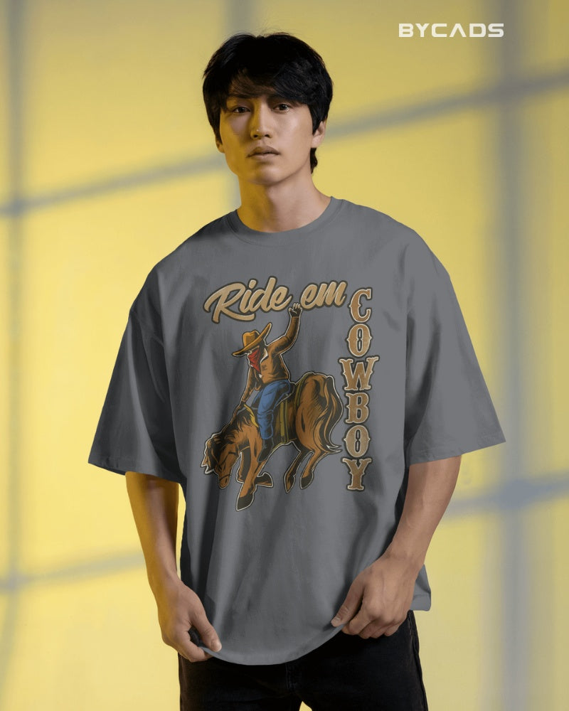 Ride ‘Em Cowboy Oversized T-Shirt for Men – Western Streetwear by Bycads