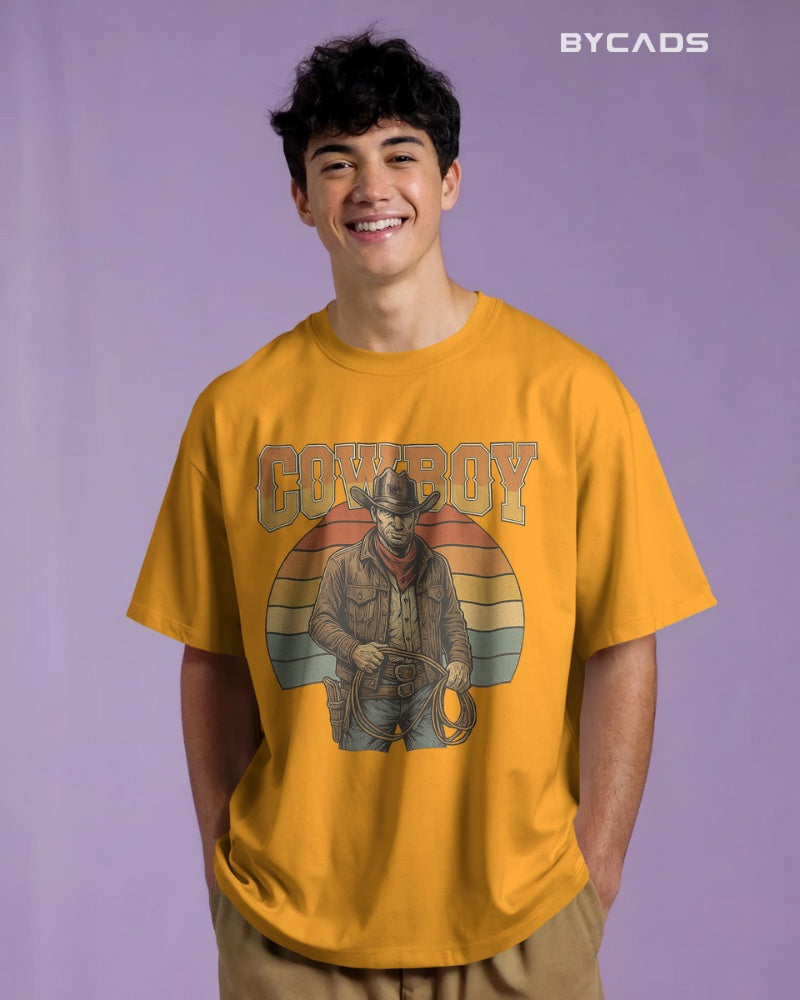 Retro Cowboy Oversized T-Shirt for Men – Vintage Western Style by Bycads
