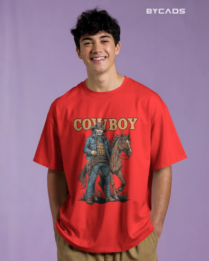 Cowboy with Horse Oversized T-Shirt for Men – Western Partner Graphic by Bycads