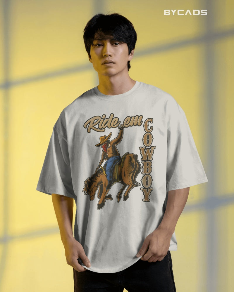 Ride ‘Em Cowboy Oversized T-Shirt for Men – Western Streetwear by Bycads