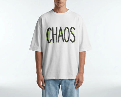 CHAOS Minimal Neon Outline Oversized T-Shirt cotton blend - BYCADS