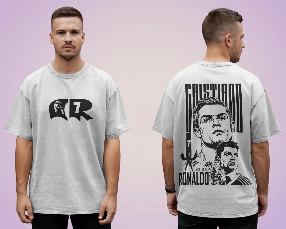 BYCADS Football Legend CR7 Back Print Oversized T-Shirt | Cotton Blend Streetwear