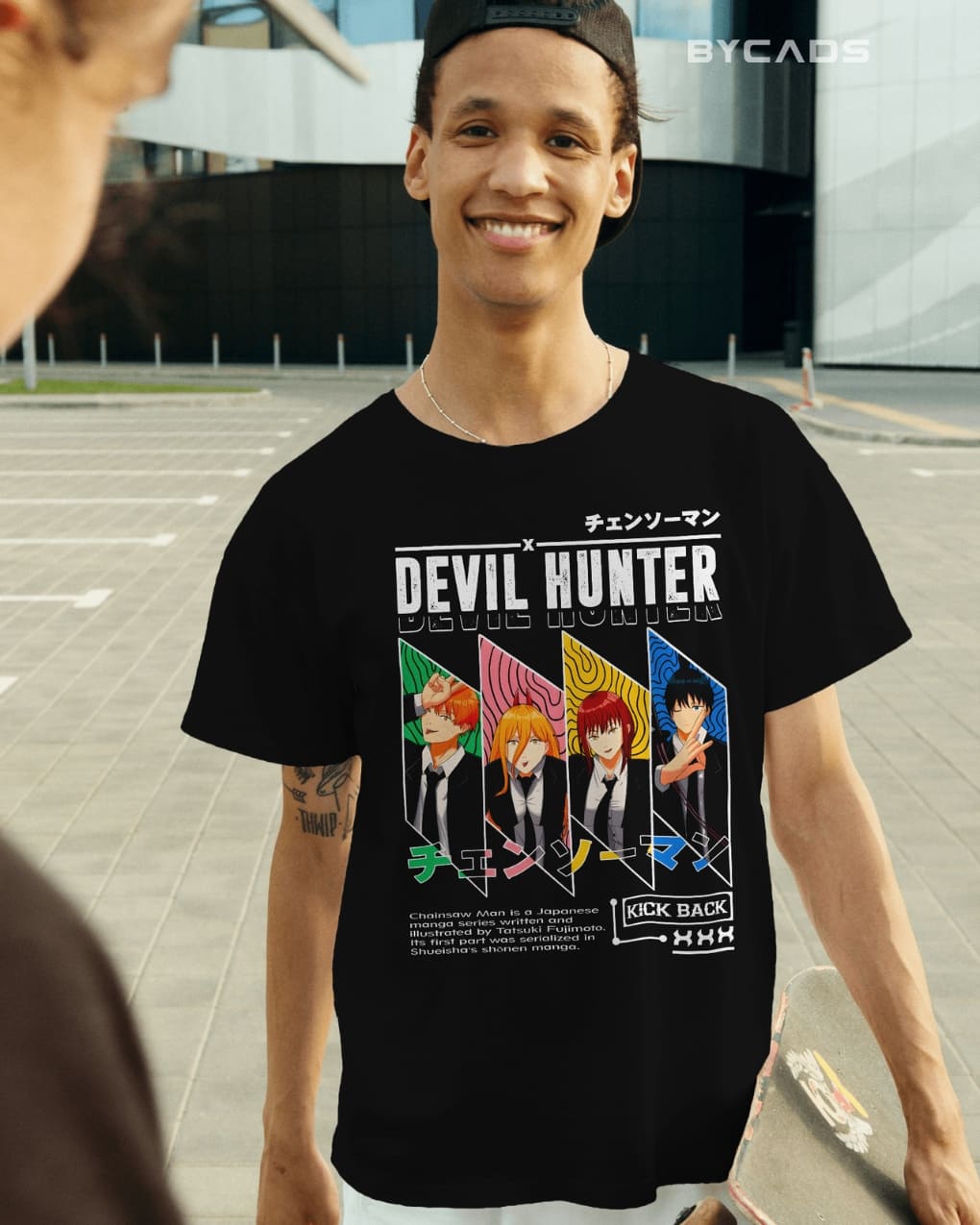 BYCADS "Devil Hunter Squad" Anime Graphic Regular-Fit Cotton Blend T-Shirt