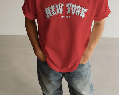 BYCADS New York Oversized T-Shirt | Cotton Blend Drop Shoulder Relaxed Fit  | Casual Streetwear Oversized T-Shirt