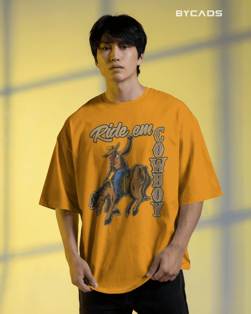 Ride ‘Em Cowboy Oversized T-Shirt for Men – Western Streetwear by Bycads