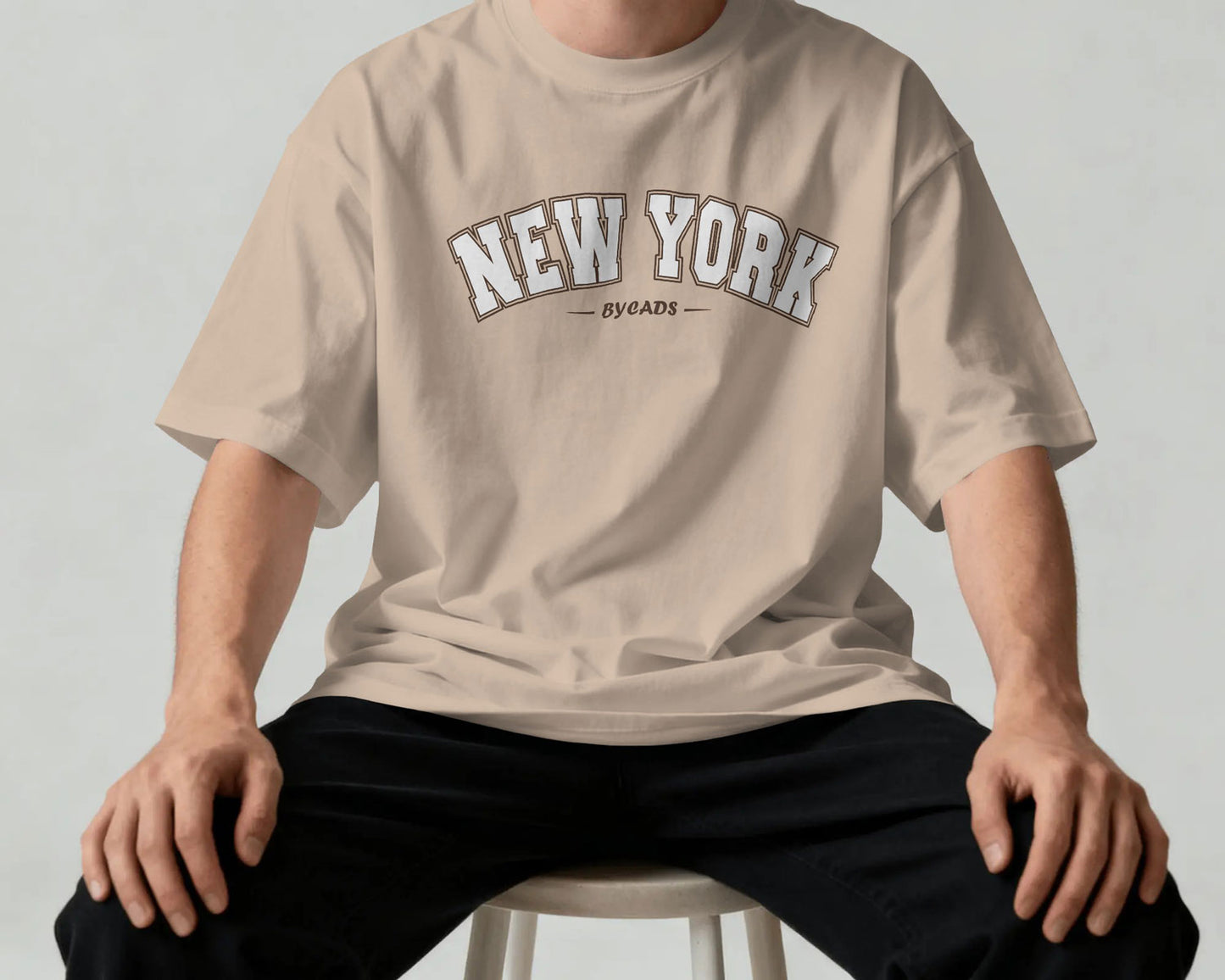 BYCADS New York Oversized T-Shirt | Cotton Blend Drop Shoulder Relaxed Fit  | Casual Streetwear Oversized T-Shirt