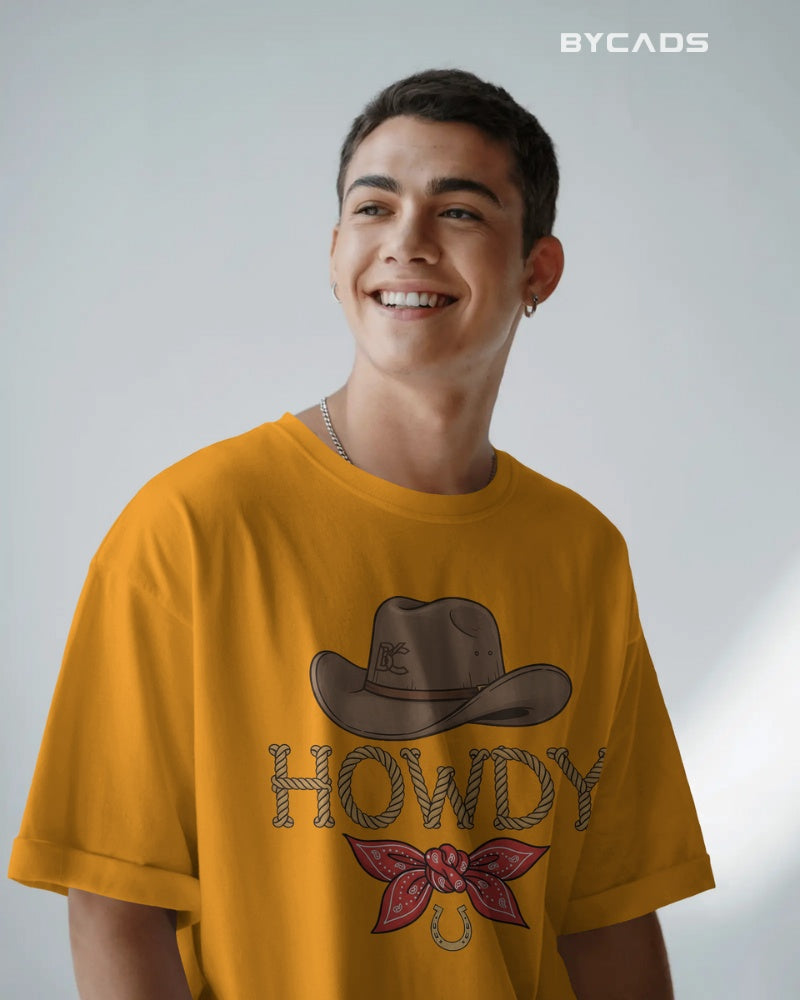 Howdy Cowboy Drop Shoulder T-Shirt  – Western Street Style by Bycads