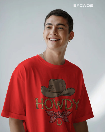 Howdy Cowboy Drop Shoulder T-Shirt  – Western Street Style by Bycads