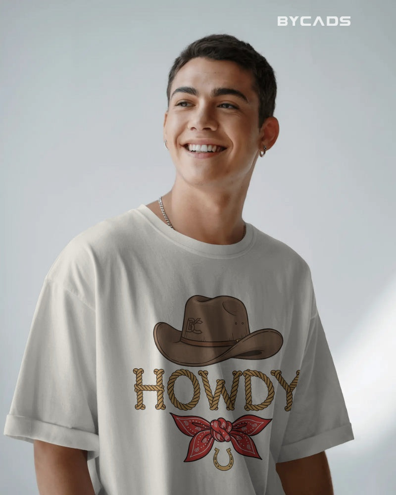 Howdy Cowboy Drop Shoulder T-Shirt  – Western Street Style by Bycads
