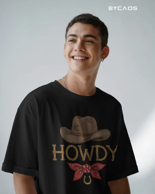 Howdy Cowboy Drop Shoulder Unisex T-Shirt  – Western Street Style by Bycads