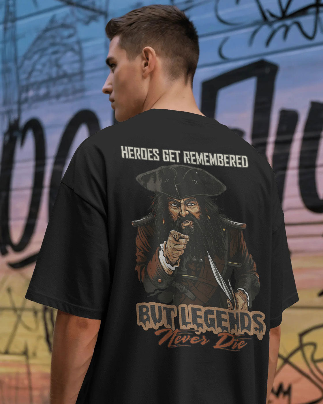 Legends Never Die Oversized Pirate T-Shirt – Bycads Street Legacy Drop
