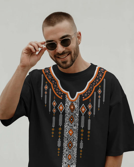 “Tribal Spirit” Oversized Ethnic Print Tee