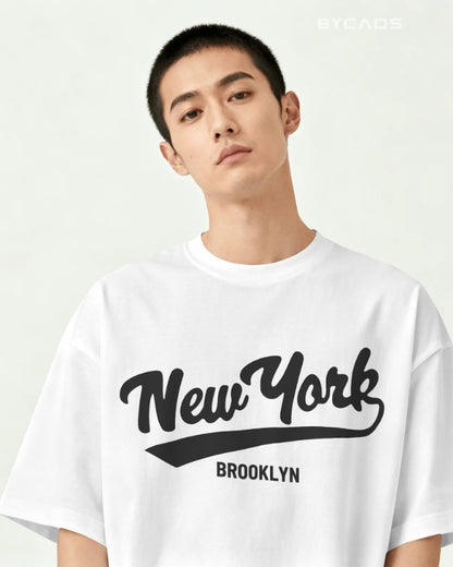 BYCADS New York Oversized Cotton Blend T-Shirt for Unisex | Unisex Drop Shoulder Relaxed Fit Streetwear T-shirt