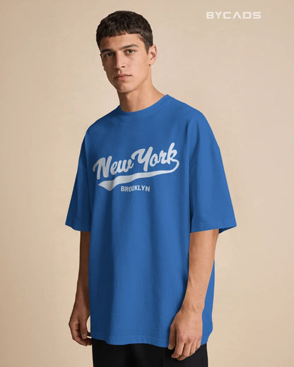 BYCADS New York Oversized Cotton Blend T-Shirt for Unisex | Unisex Drop Shoulder Relaxed Fit Streetwear T-shirt