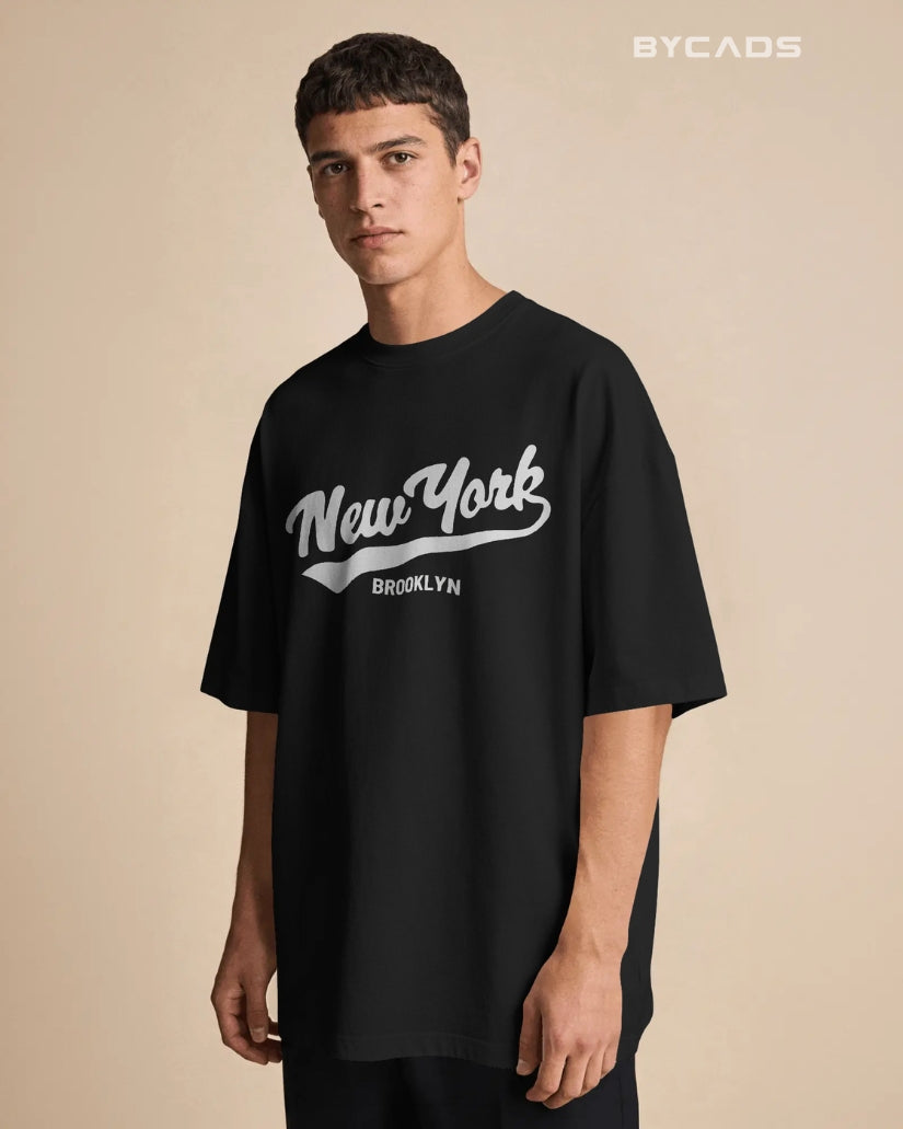BYCADS New York Oversized Cotton Blend T-Shirt for Unisex | Unisex Drop Shoulder Relaxed Fit Streetwear T-shirt