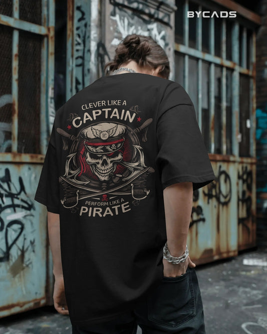 Captain Skull Oversized T-Shirt – Pirate-Inspired Nautical Streetwear by Bycads