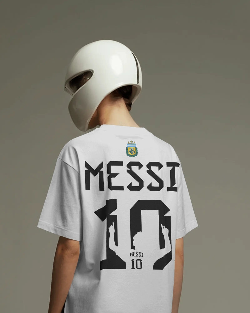 BYCADS Messi 10 Football Oversized Cotton Blend T-Shirt | Premium Sports Collection Graphic T-shirt