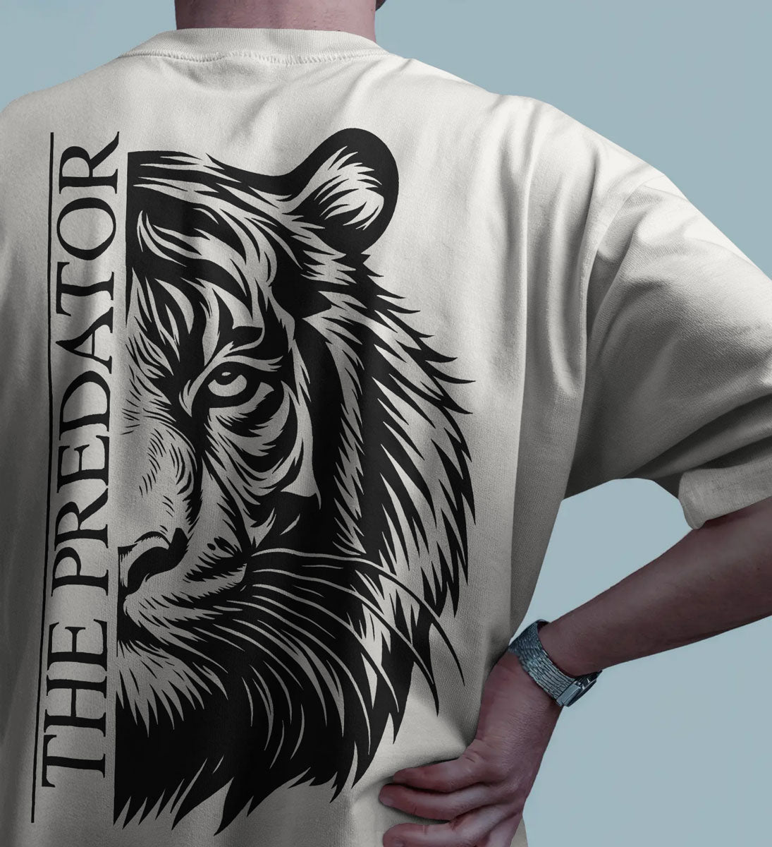 Predator Tiger Oversized T-Shirt for Men – Streetwear by Bycads
