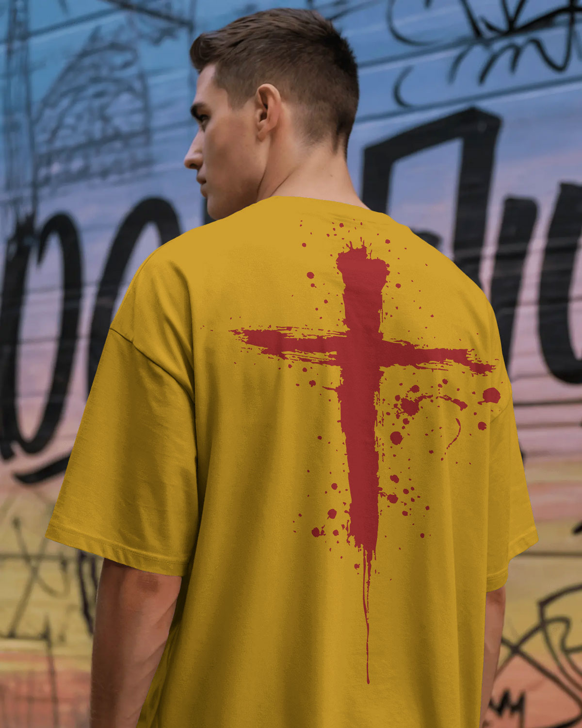 Bloodstroke Cross Oversized T-Shirt for Men