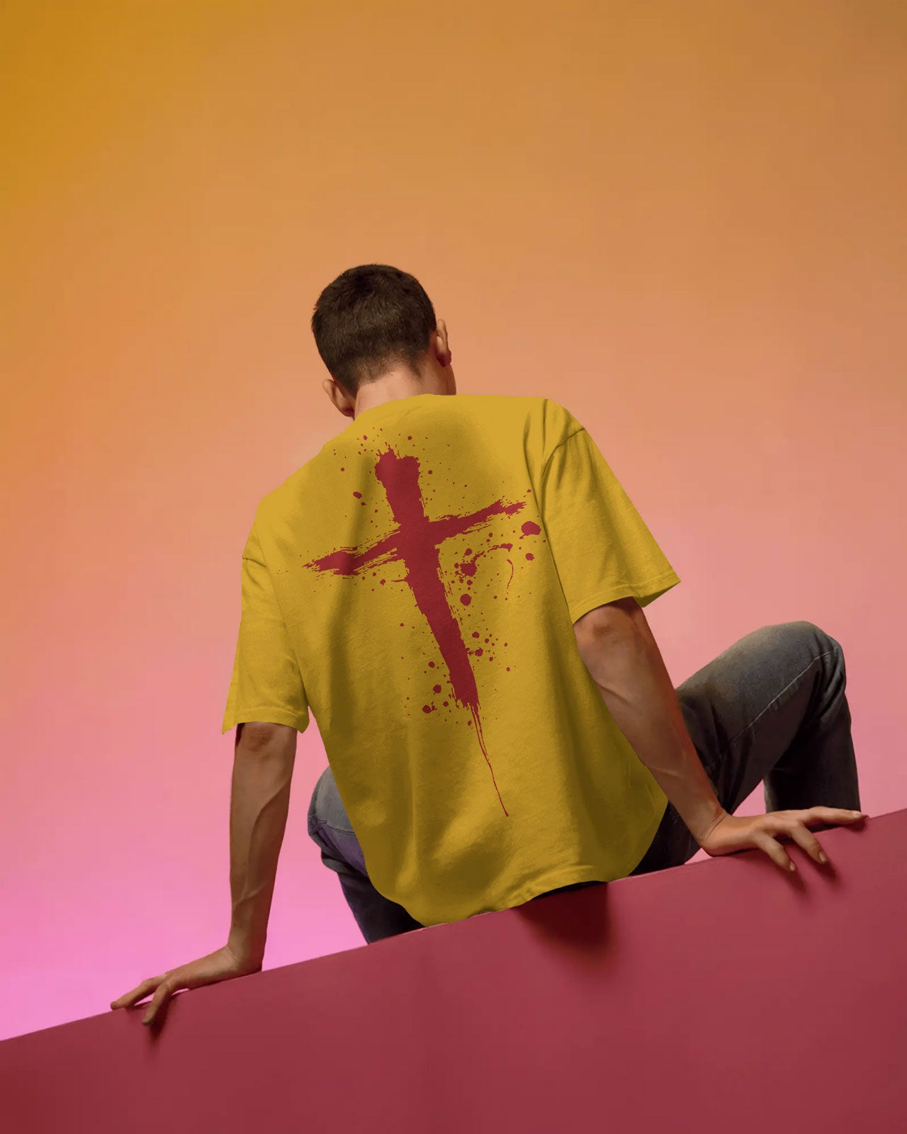 Bloodstroke Cross Oversized T-Shirt for Men
