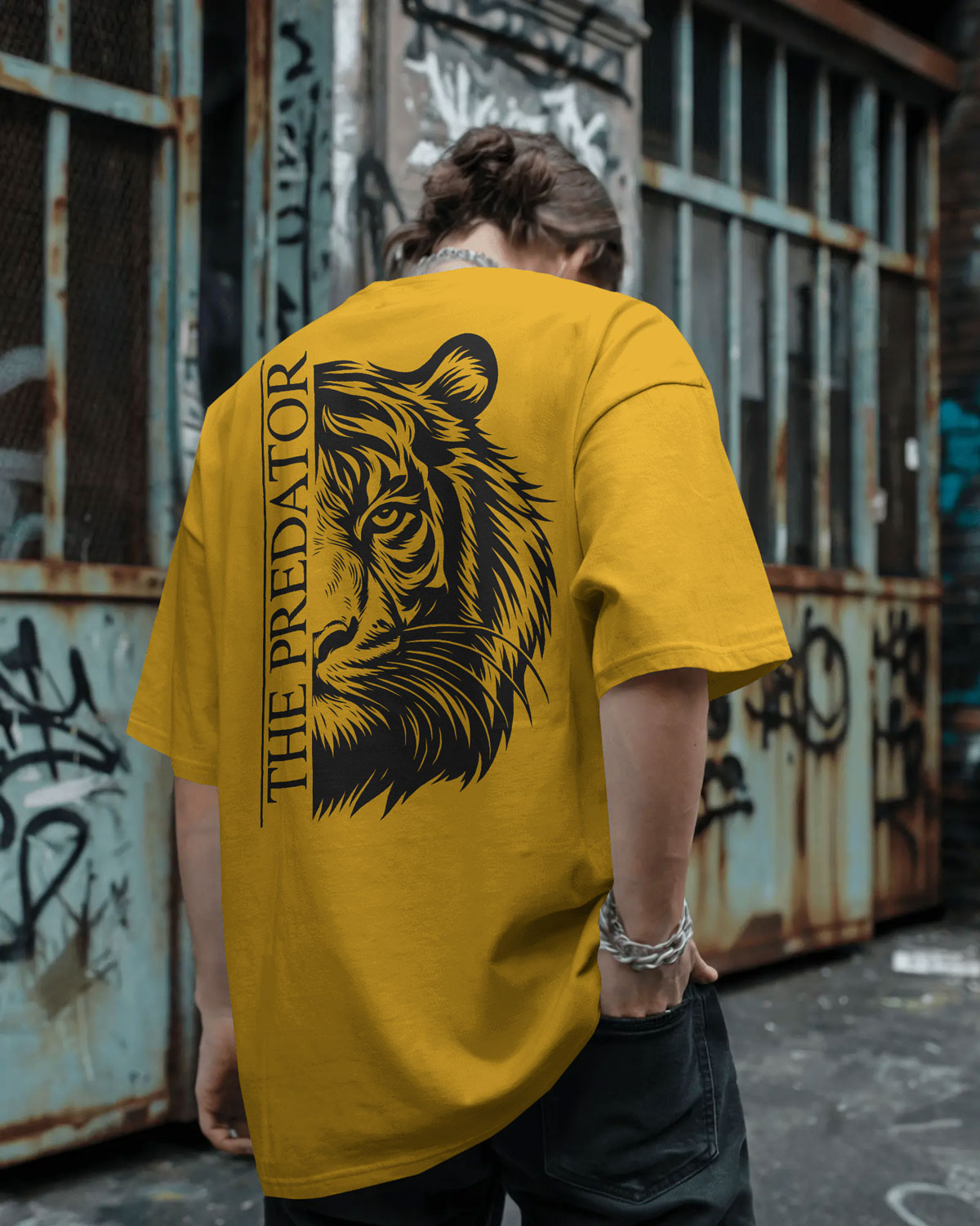 Predator Tiger Oversized T-Shirt for Men – Streetwear by Bycads