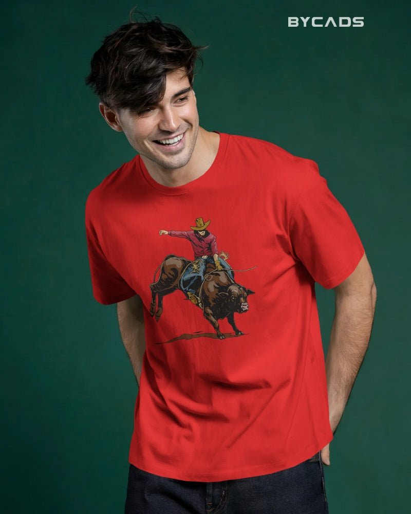 “Rough & Reckless” Cowboy Bull Ride T-shirt By Bycads