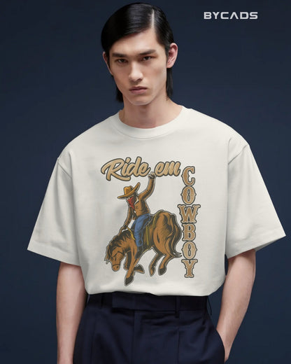 Ride ‘Em Cowboy Oversized T-Shirt for Men – Western Streetwear by Bycads