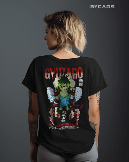 BYCADS "Blood Manipulation" Gyutaro Anime Graphic Regular-Fit Cotton Blend T-Shirt