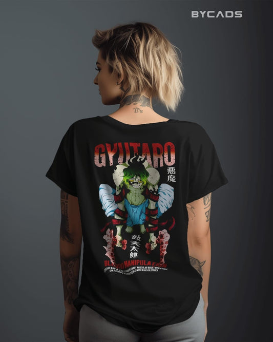 BYCADS "Blood Manipulation" Gyutaro Anime Graphic Regular-Fit Cotton Blend T-Shirt