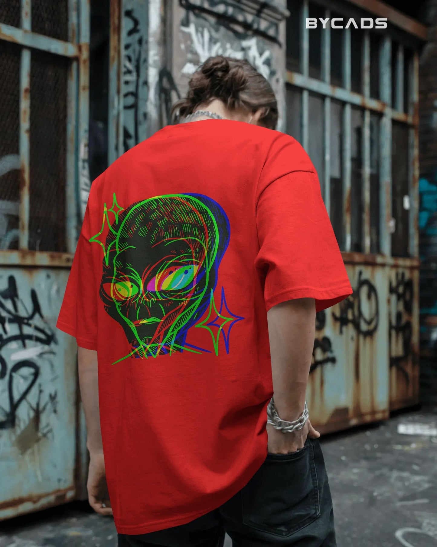 Cosmic Frequency Oversized Alien Unisex Graphic Tee