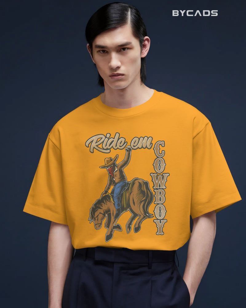 Ride ‘Em Cowboy Oversized T-Shirt for Men – Western Streetwear by Bycads