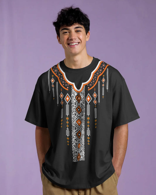 “Tribal Spirit” Oversized Ethnic Print Tee
