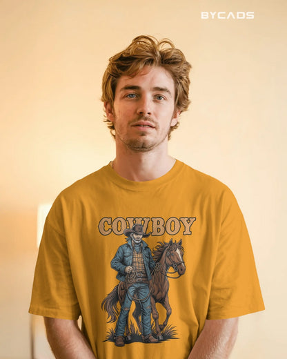 Cowboy with Horse Oversized T-Shirt for Men – Western Partner Graphic by Bycads