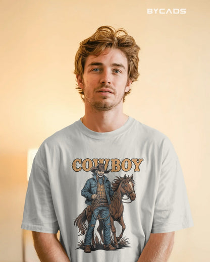 Cowboy with Horse Oversized T-Shirt for Men – Western Partner Graphic by Bycads