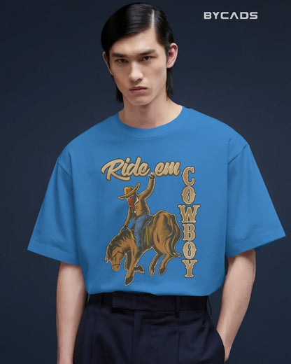 Ride ‘Em Cowboy Oversized T-Shirt for Men – Western Streetwear by Bycads